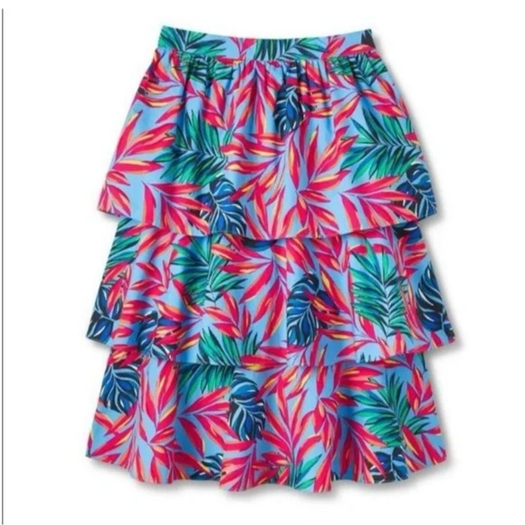 Tabitha Brown for Target Tropical Print Tiered Midi Skirt NWT Women’s Size Large - Picture 10 of 11